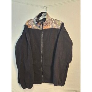 Performance Fleece Mens Mossy Oak Camo Trim Full Zip Jacket Black Large 3122